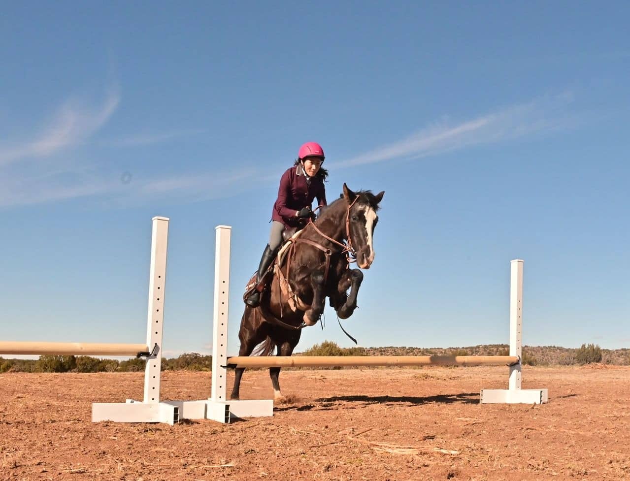 Equestrian jumping hurdle outdoors.